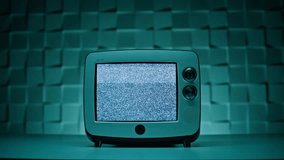 Gray smoke coming from old television standing in dark room at textured wall background closeup. Broken vintage TV turning off white noise monitor. Retro electric device went out. Damaged technology. - Powered by Shutterstock - Get 15% off with code: PIKWIZARD15