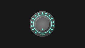 Animated rotary knob turning on, UI interface dial switch for power control, relay activation, synthesizer filter, modern technology HUD element, control panel animation on transparent background. - Powered by Shutterstock - Get 15% off with code: PIKWIZARD15