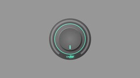 Animated rotary knob turning on, UI interface dial switch for power control, relay activation, synthesizer filter, modern technology HUD element, control panel animation on transparent background. - Powered by Shutterstock - Get 15% off with code: PIKWIZARD15