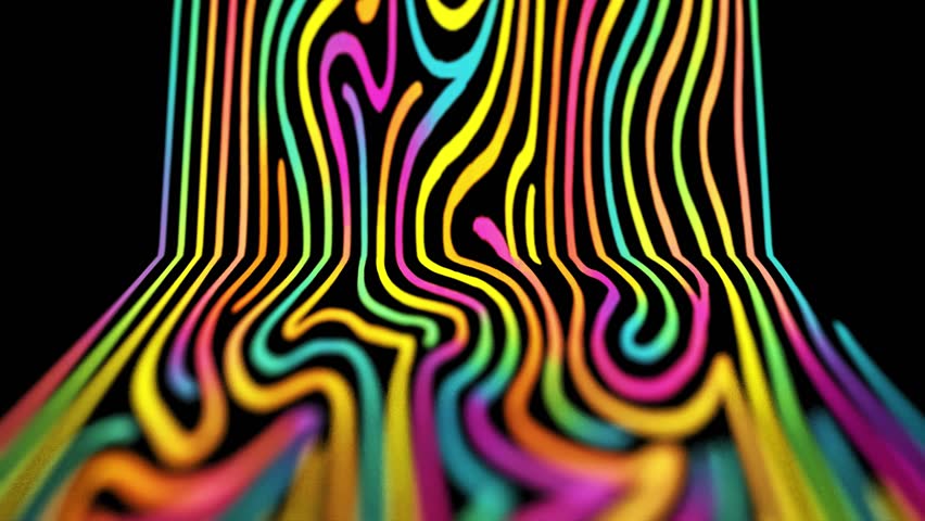 Color curve lines on black bg able to loop endless 4k. 3D Illustration