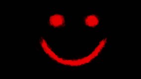 Creepy smile 2d animation. Motion graphics with drawn demonic character. Animated video clip nightmares for Halloween. Black and red abstract background. Grunge, ink, noise, coal and dust effects. - Powered by Shutterstock - Get 15% off with code: PIKWIZARD15