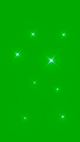 Animation of sparkling stars rotating and disappearing slowly. Glitter sparkle animated on green screen
