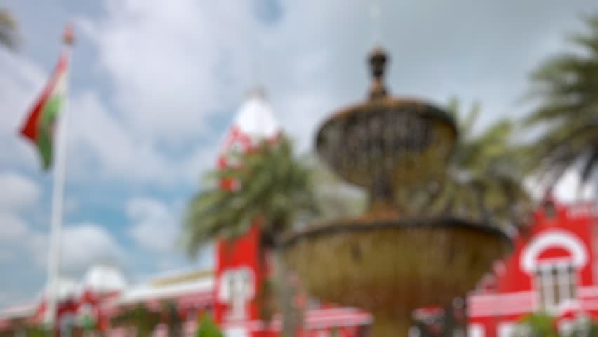Bokeh view of Chennai Central railway station in Chennai, India. Blurred background footage.