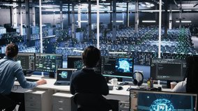 Server room system administrators using AI to review infrastructure diagnostics. IT professionals in data center analyzing performance data using artificial intelligence technology, camera A - Powered by Shutterstock - Get 15% off with code: PIKWIZARD15