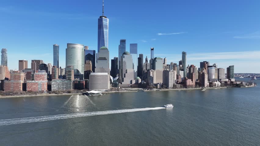Downtown New York At Manhattan In New York United States. Downtown City. Business District Scenery. Downtown New York At New York United States. One World Trade Center Building.