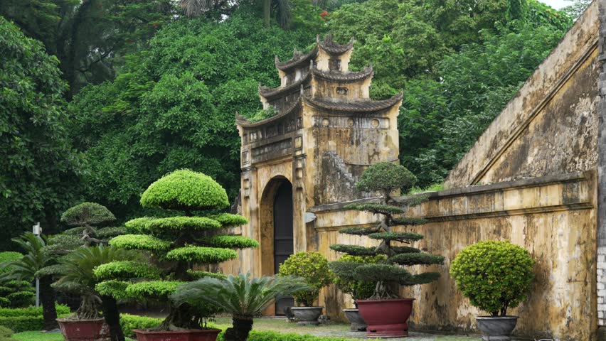 Ancient walls Imperial Citadel of Thang Long complex Hanoi Vietnam historical landmark