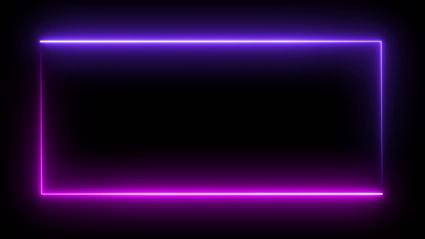 Seamless loop animation rectangle frame 4K video motion graphic. Animated borders frame glowing neon lights loop. abstract glowing neon rectangle border frame line. pink, purple. 3d. Black Background