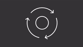 Consistency white line animation. Cycle process animated icon. Spinning arrows. Workflow organization, management diagram. Isolated element on dark background. Alpha transparent video - Powered by Shutterstock - Get 15% off with code: PIKWIZARD15