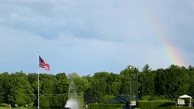 American flag and rainbow in the sky - Powered by Shutterstock - Get 15% off with code: PIKWIZARD15