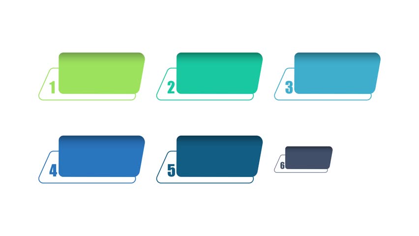 animated video of business infographics  multicolor shape  4 and 6 steps for workflow, presentation, 4k animation 