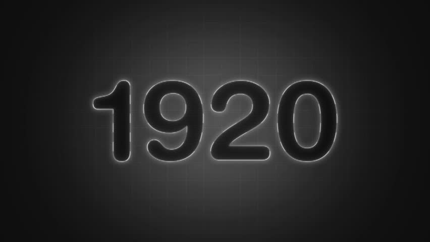1920 neon line text animation. Glowing 1920 number text animation background. abstract year animation. 1920 text with screen effects of technological failures. Concept of counting years
