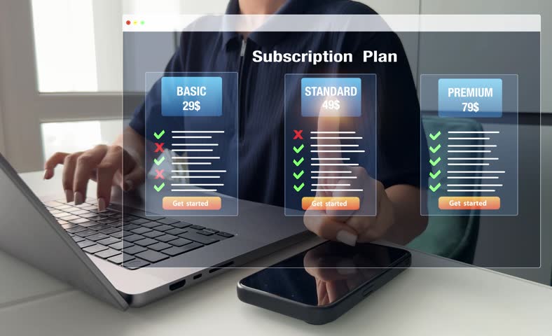 Subscription plan concept. Paid online service subscription plan.Subscription plan offers exclusive access to premium content, special discounts, and priority support