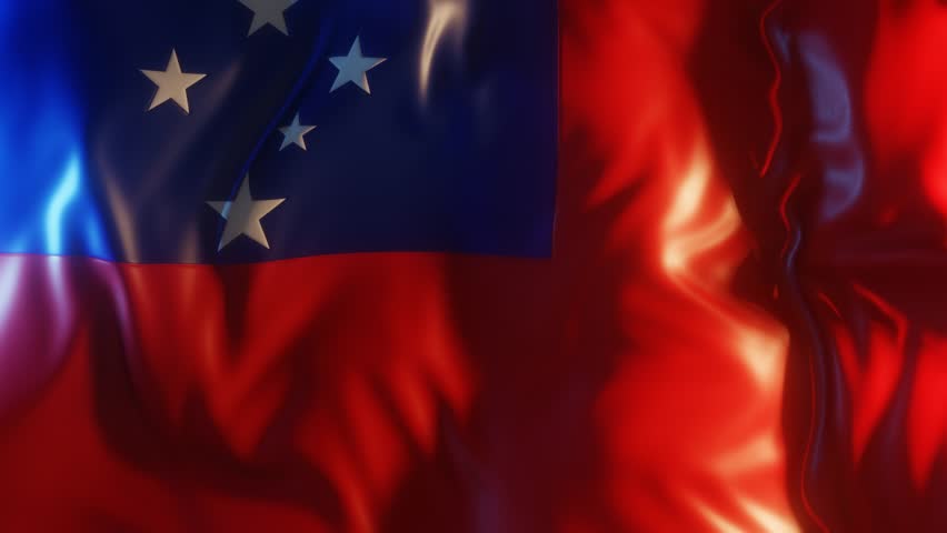 Samoa Flag Frontal Close up View 3D Render