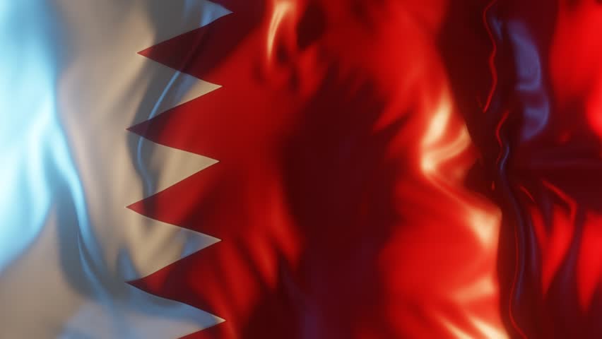 Bahrain Flag Frontal Close up View 3D Render