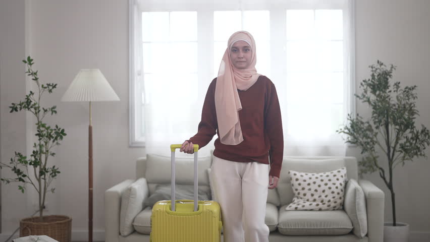 Muslim family preparing luggage for travel trip packing clothes into suitcase for international, holiday lifestyle vacation, halal trip planning, muslim tourism agency, muslim airline, ramadan journey