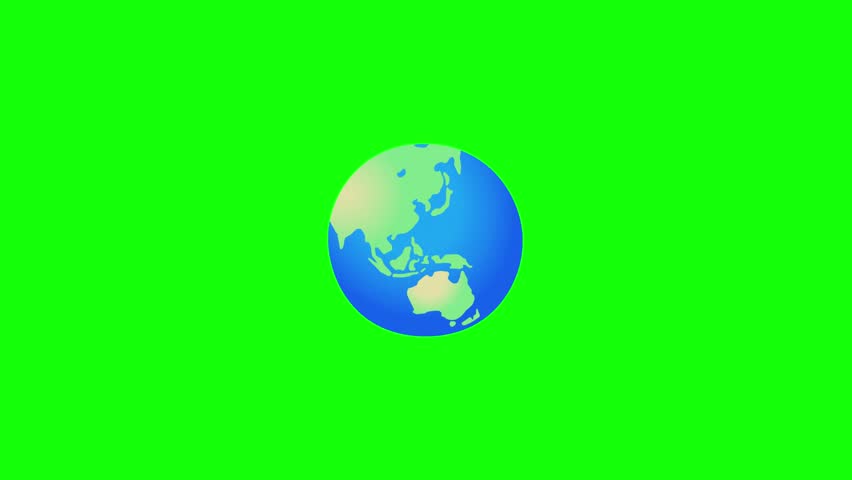 Animated Earth emoji spinning slowly on a vibrant green background, 3D style, smooth loop, high resolution, minimalistic design, cartoon style, centered in frame, soft shadows, seamless animation, bri