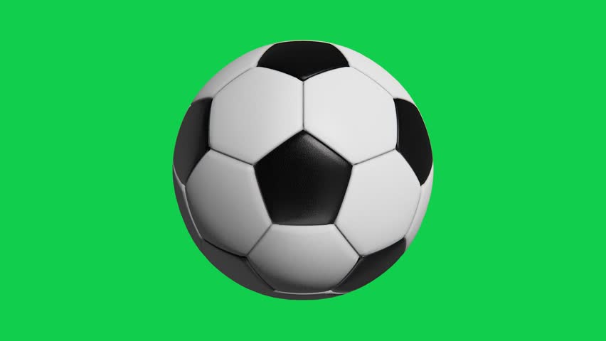 Animated soccer ball spinning on green screen, perfect for sports, childrens, and educational stock video, compositing, and green screen animation projects and templates.