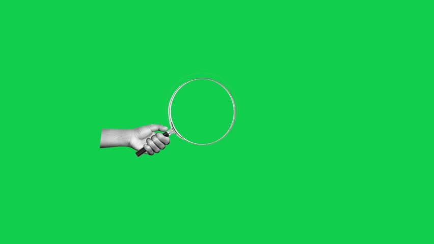 Animated magnifying glass on green screen, perfect for science, research, or creative overlays in educational and business videos.