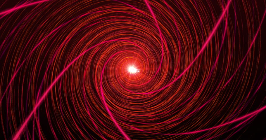 Spiral of red lines gyrating. Loop