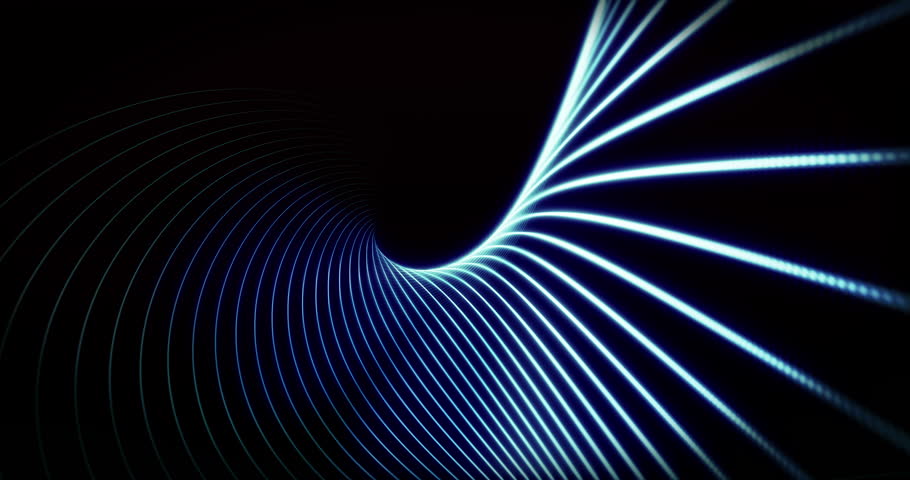 Blue fractals lines moving in the space. Loop
