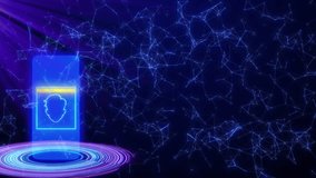 Futuristic Facial Recognition Scan Biometric Identity Verification for Secure Digital Access and Data Protection,innovative mobile computing and services.Concept of cloud technology on a mobile device - Powered by Shutterstock - Get 15% off with code: PIKWIZARD15