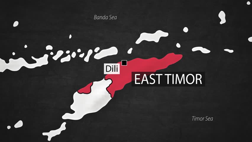 East Timor Map - Fast Zooming from World Map. Animated Motion Graphics Shape Map of the Timor L'este. 4K Resolution Stock Video for News, Vlogs etc.