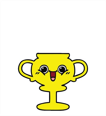 A simple looping animated cute cartoon of a trophy