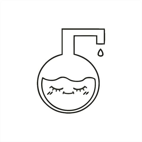 A simple looping animated cute cartoon of a science experiment