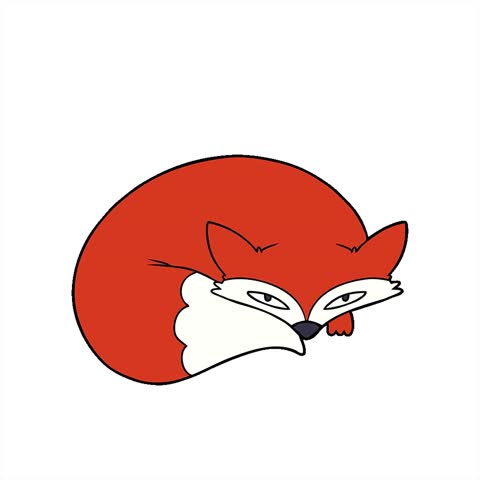 A simple looping animated cartoon curled up fox