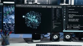 Data center computers showing neural network visualization and code debugging tools running. PC systems in server room powering machine learning and automated research tasks - Powered by Shutterstock - Get 15% off with code: PIKWIZARD15