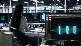 Female technician in data center answers telephone call, assisting users with AI troubleshooting. Server hub IT worker talks in phone call, managing customers issues using deep learning, camera A - Powered by Shutterstock - Get 15% off with code: PIKWIZARD15