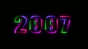 A vibrant neon-themed "2007" design in glowing pink, green, and purple hues against a black background, evoking a retro-futuristic and digital aesthetic style. - Powered by Shutterstock - Get 15% off with code: PIKWIZARD15