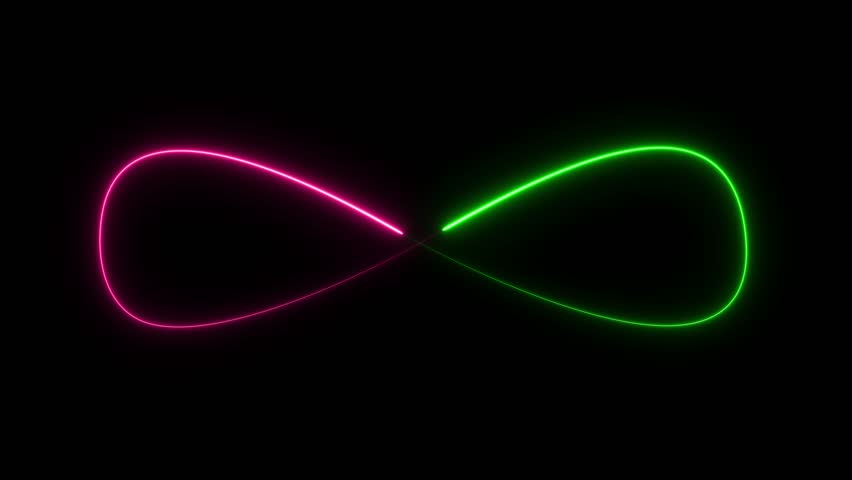 A glowing, neon-blue infinity symbol set against a dark background, radiating energy and light, symbolizing eternity, endless possibilities, and the interconnectedness of all things.