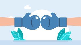 Continuous blows with boxing gloves. Sport Game competition. Two blue boxing gloves. Boxing with Blue gloves. Battles. Business conflict, competitive strategy, power struggles. 2d flat animation - Powered by Shutterstock - Get 15% off with code: PIKWIZARD15