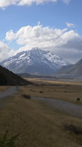The Nuns Veil In Southeast Of Aoraki Mount Cook In Aoraki Mount Cook National Park In New Zealand - Vertical Shot