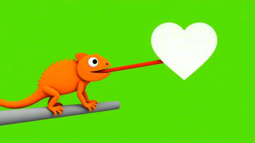 Animated Chameleon Icon Reveal on Green Screen - Modern Pop-Up for Social Media Logo