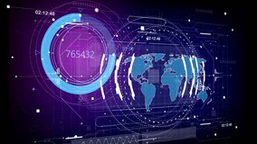 Futuristic world map hologram with dynamic data display presents global analytics, digital connectivity, and high-tech visualization, ideal for business, cyber technology, and virtual interfaces. - Powered by Shutterstock - Get 15% off with code: PIKWIZARD15