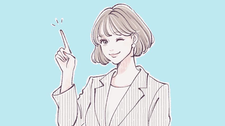 woman in suit pointing and explaining, Business Illustration video clipart

