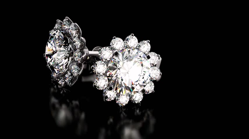 
Elegant Diamond Wedding Earrings on black Background – Is Perfect for  Romantic Symbol of Love, Engagement, and Marriage Ceremony Celebration