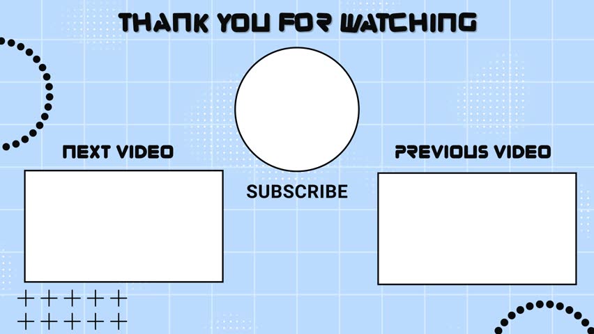 Thank You For Watching End Screen Modern Blue Grid,  Outro Template with Halftone Background - Powered by Shutterstock - Get 15% off with code: PIKWIZARD15