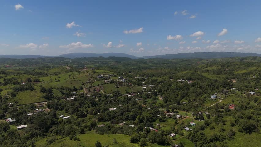 Aerial View Of Houses In The Mountain Of St Ann Jamaica