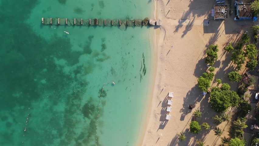 Amazing Beach View From Over Head Drone In Jamaica