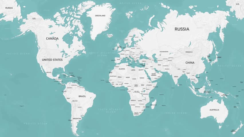 Mali - Zoom on World Map. Animated Vector Map of Mali. 4K Video Footage. Motion Graphics - 4K Resolution