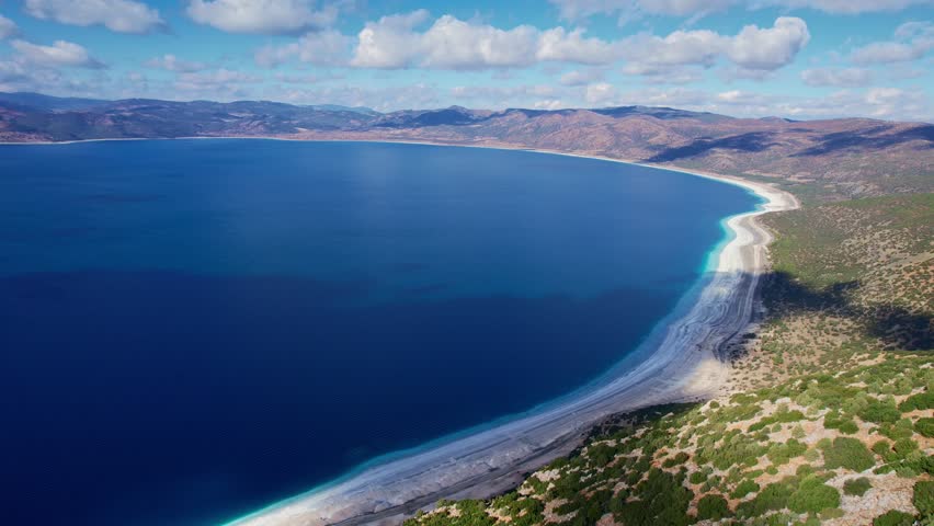 Aerial view landscape lake Salda with turquoise water, Turkey.