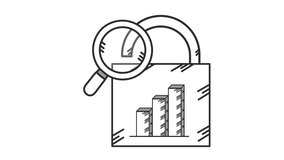 Security data analysis padlock icon in cartoon animation. Confidential business intelligence audit symbol. Protected performance review sign. Cybersecurity analytics report. Alpha channel. - Powered by Shutterstock - Get 15% off with code: PIKWIZARD15