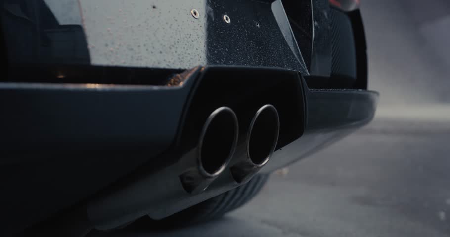 Exhaust Pipes of a Sports Car – Close-Up