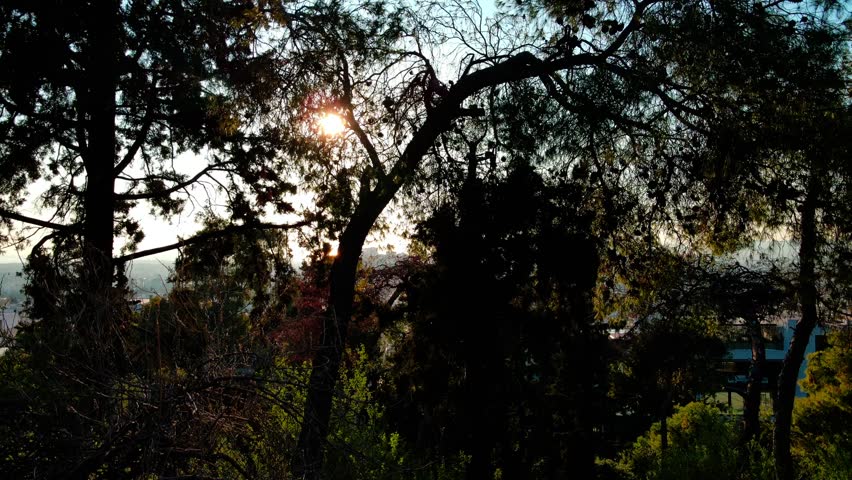 Aerial landscape from Neapoli Kolonaki neighborhood near Lycabettus Hill winter in Athens Greece