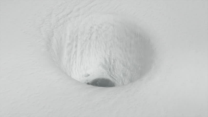 Hurricane Fly Over: A dramatic aerial view into the eye of large Hurricane. 