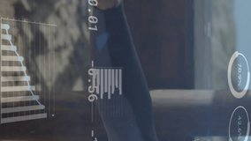 Animation of digital data processing over caucasian surfer. Global connections, data processing and digital interface concept digitally generated video. - Powered by Shutterstock - Get 15% off with code: PIKWIZARD15