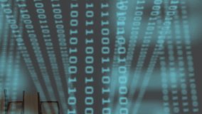 Animation of blue binary codes moving over alarm clock on books against white background. Digital composite, multiple exposure, time, computer language, education machine learning and technology. - Powered by Shutterstock - Get 15% off with code: PIKWIZARD15